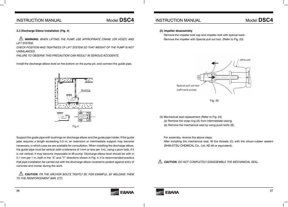 Dsc4, Instruction manual model | EBARA DSC4 User Manual | Page 6 / 16