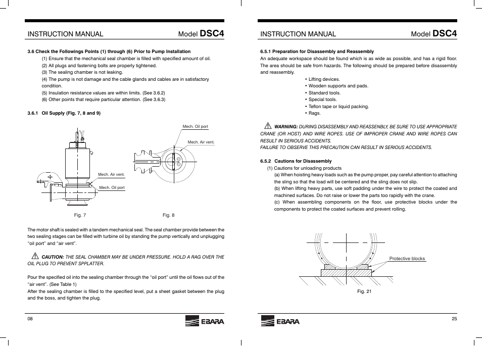 Dsc4, Instruction manual model | EBARA DSC4 User Manual | Page 8 / 16