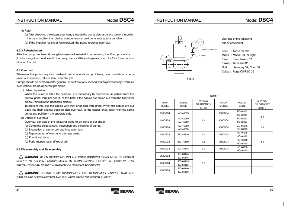 Dsc4, Instruction manual model | EBARA DSC4 User Manual | Page 9 / 16