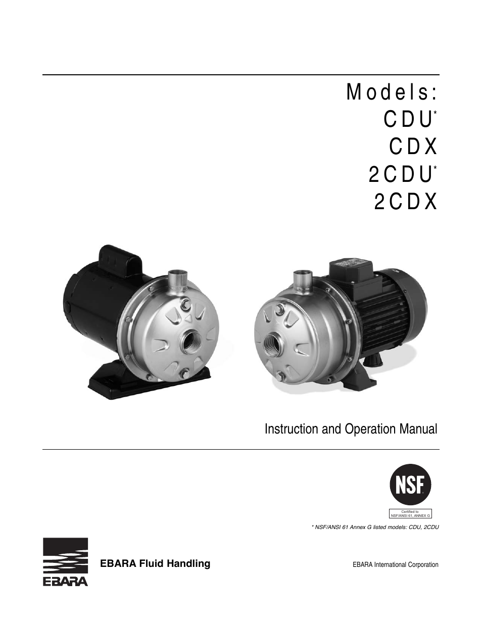 EBARA 2 CDX User Manual | 20 pages