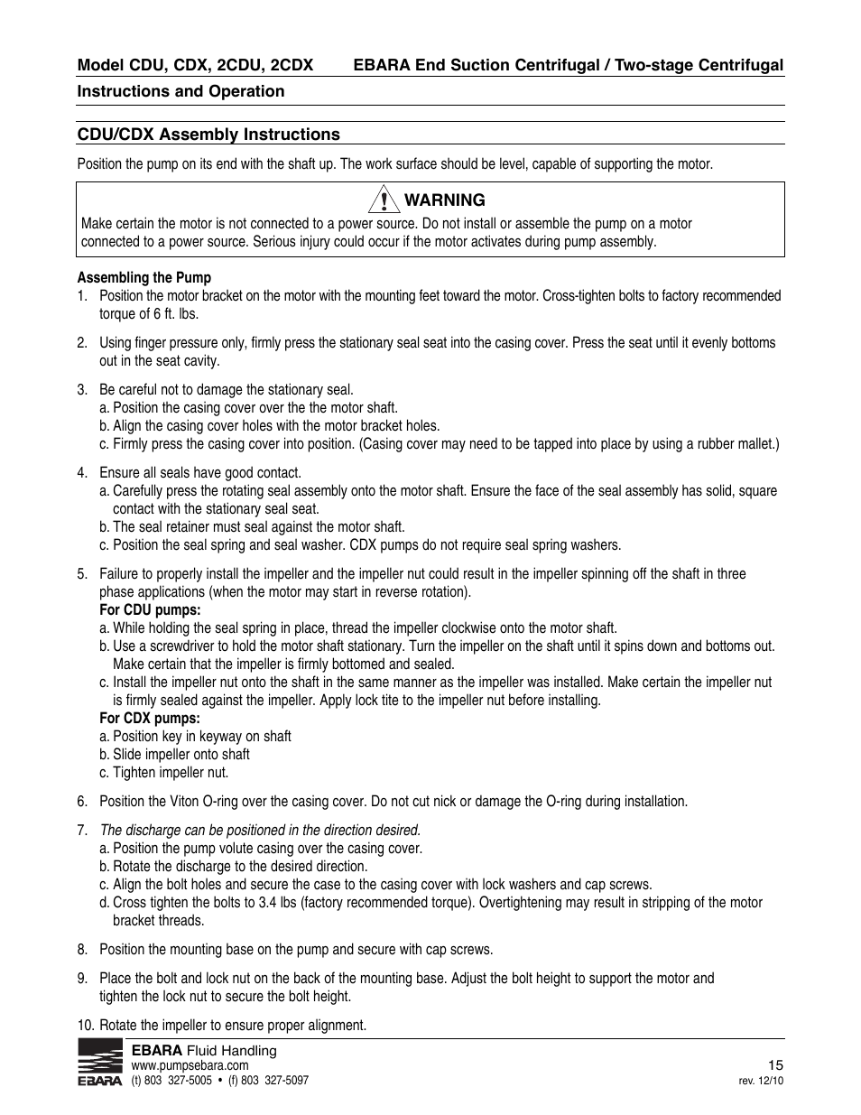 EBARA 2 CDX User Manual | Page 15 / 20