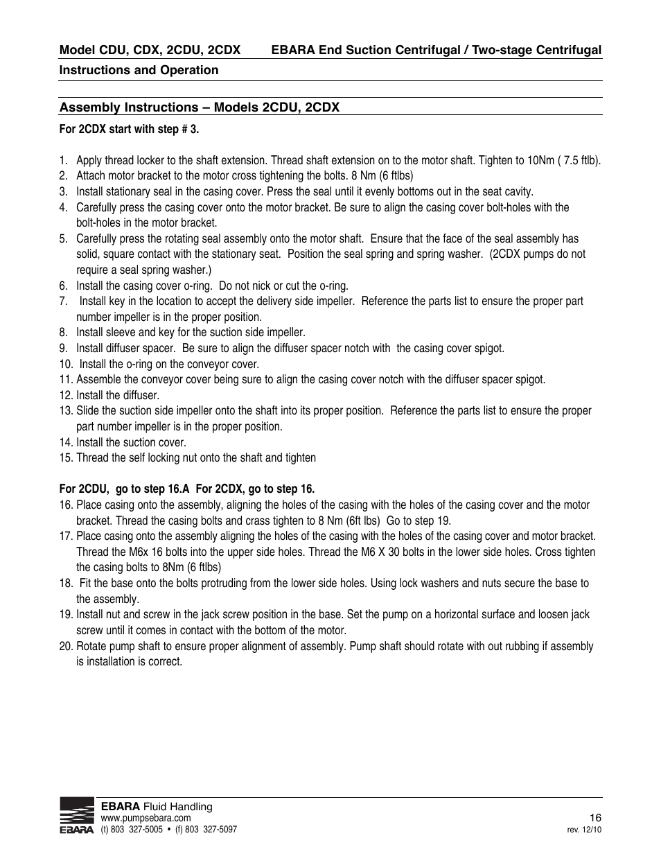 EBARA 2 CDX User Manual | Page 16 / 20
