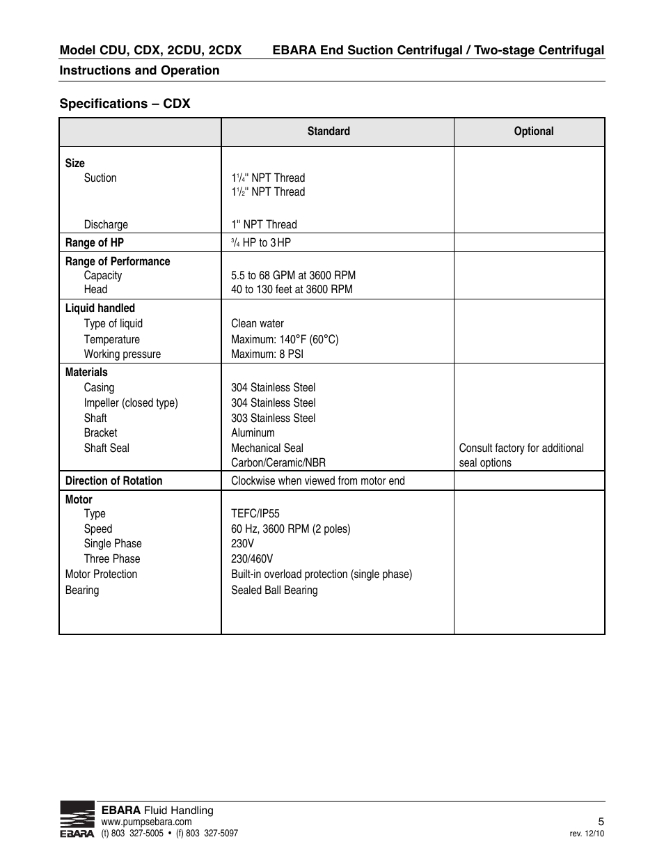 EBARA 2 CDX User Manual | Page 5 / 20