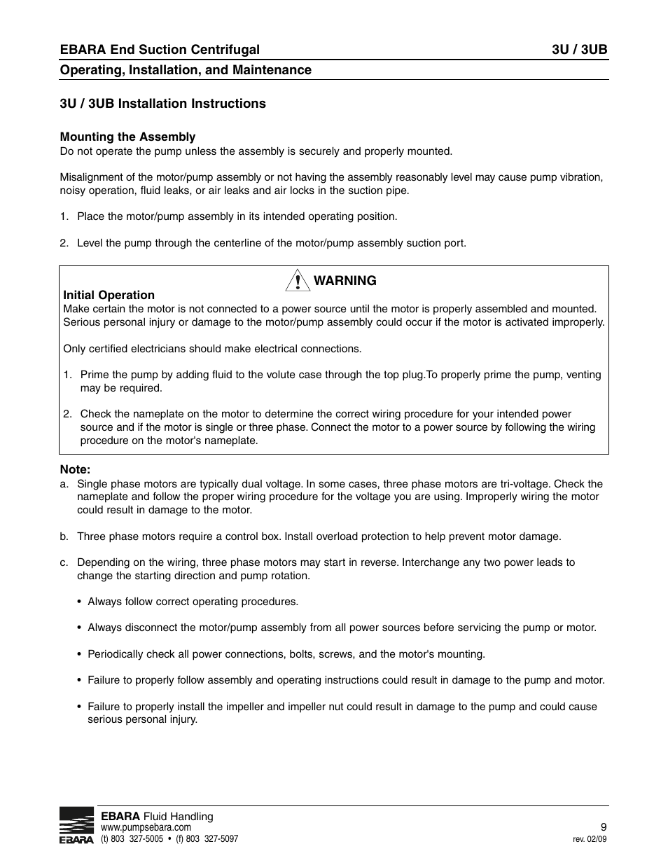 3u / 3ub | EBARA 3U, 3UB User Manual | Page 9 / 16