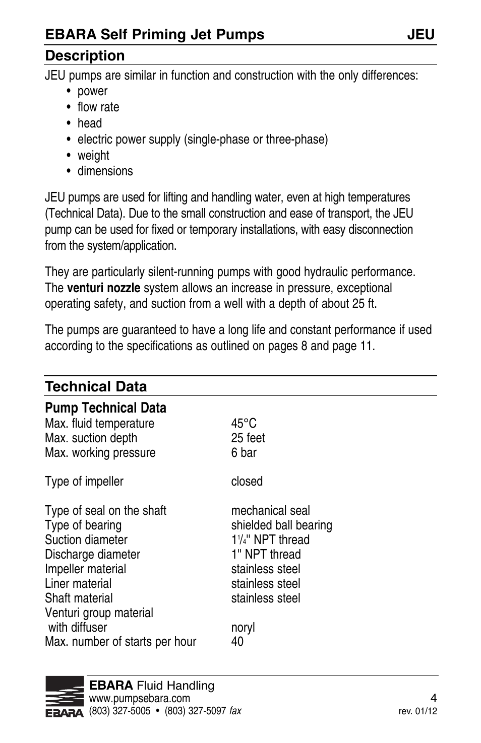 EBARA JEU User Manual | Page 4 / 12