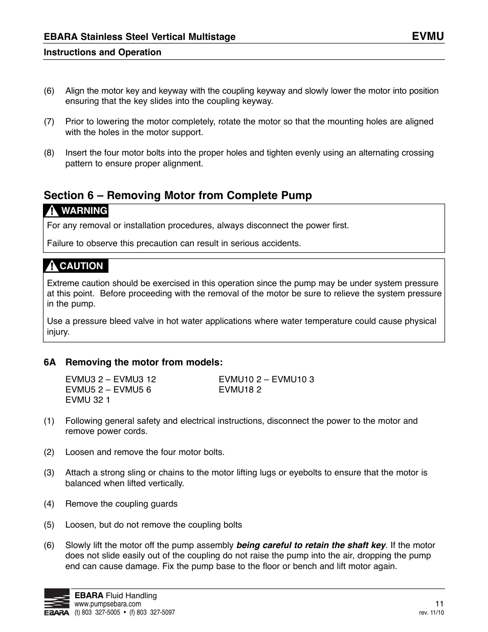 Evmu | EBARA EVMU User Manual | Page 11 / 44