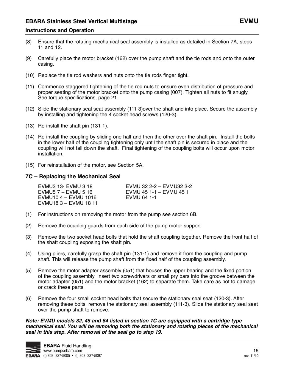 Evmu | EBARA EVMU User Manual | Page 15 / 44