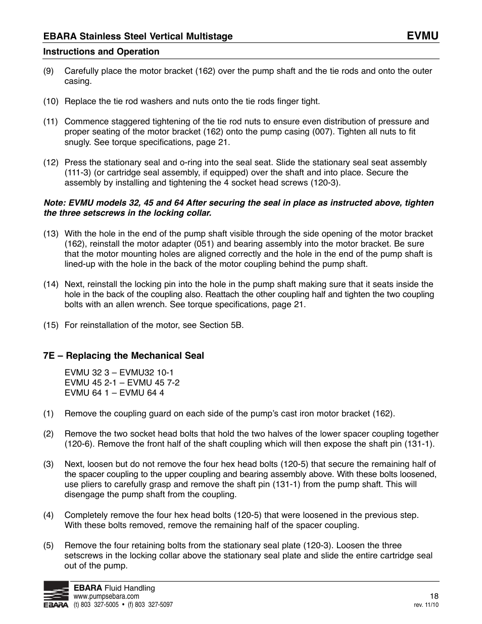 Evmu | EBARA EVMU User Manual | Page 18 / 44