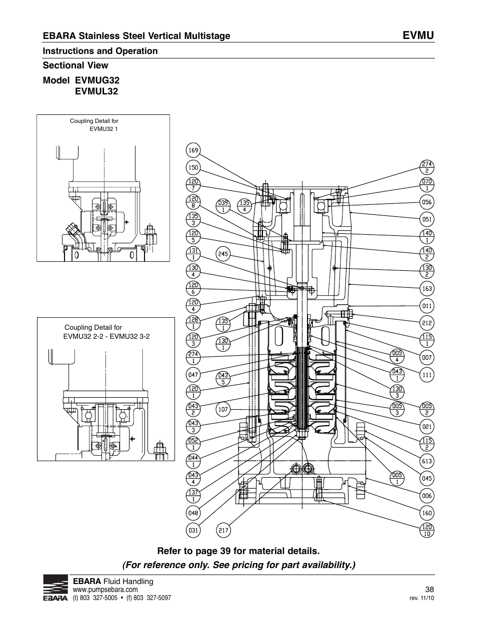 Evmu | EBARA EVMU User Manual | Page 38 / 44