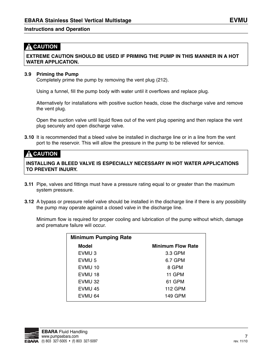 Evmu | EBARA EVMU User Manual | Page 7 / 44