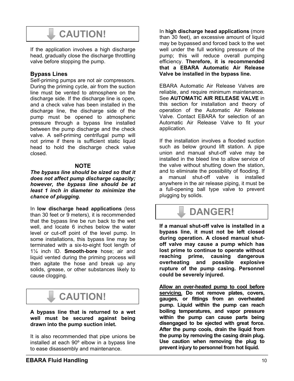 Caution, Danger | EBARA EFQT3 User Manual | Page 10 / 36