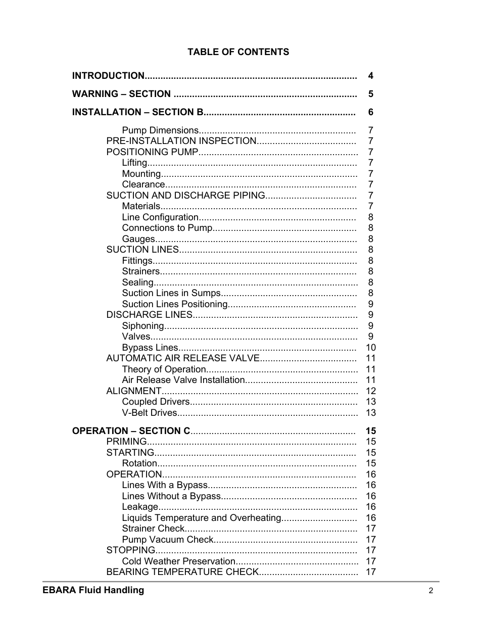 EBARA EFQT3 User Manual | Page 2 / 36