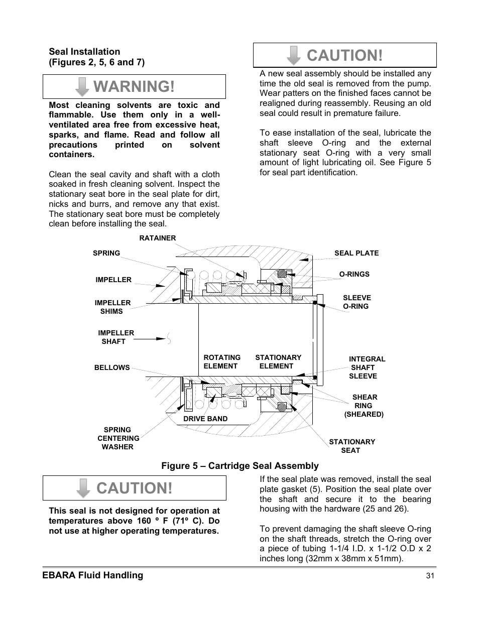 Caution, Warning | EBARA EFQT3 User Manual | Page 31 / 36