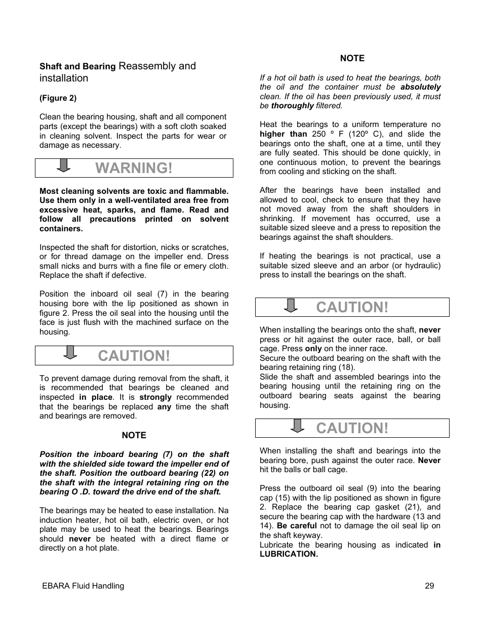 Caution, Warning | EBARA EFQT4 User Manual | Page 30 / 36