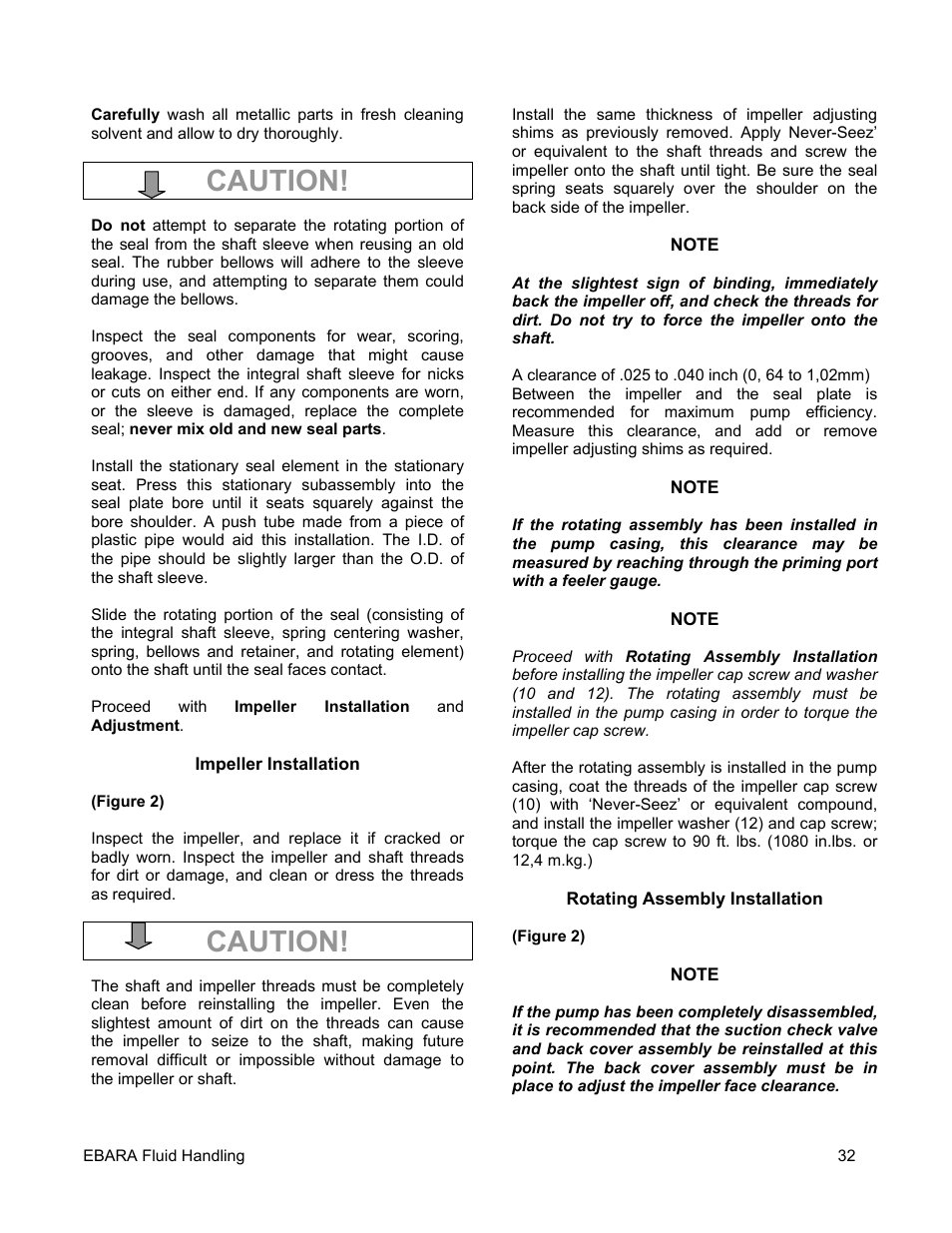 Caution | EBARA EFQT4 User Manual | Page 33 / 36