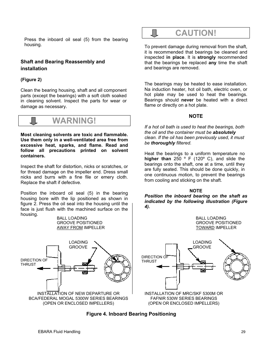 Warning, Caution | EBARA EFQT6 User Manual | Page 30 / 37