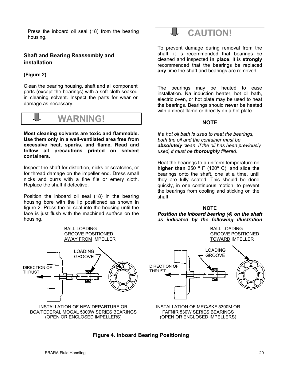 Warning, Caution | EBARA EFQT8 User Manual | Page 30 / 37