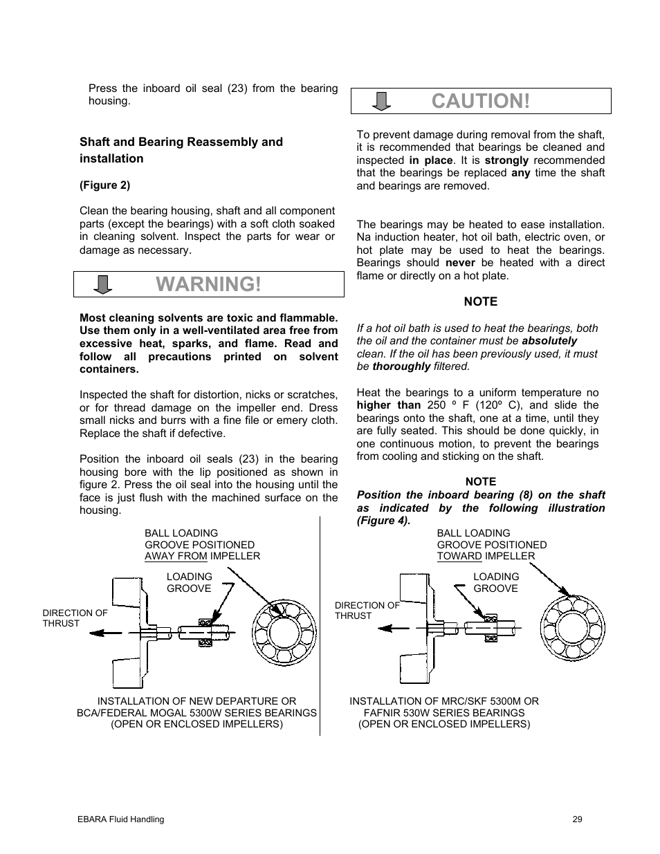 Warning, Caution | EBARA EFQT10 User Manual | Page 30 / 37