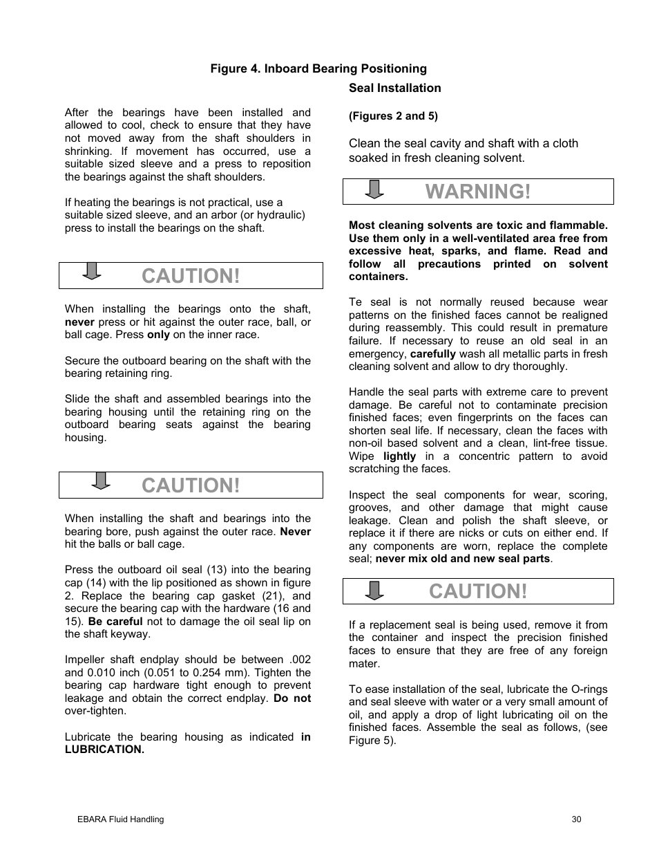 Warning, Caution | EBARA EFQT10 User Manual | Page 31 / 37