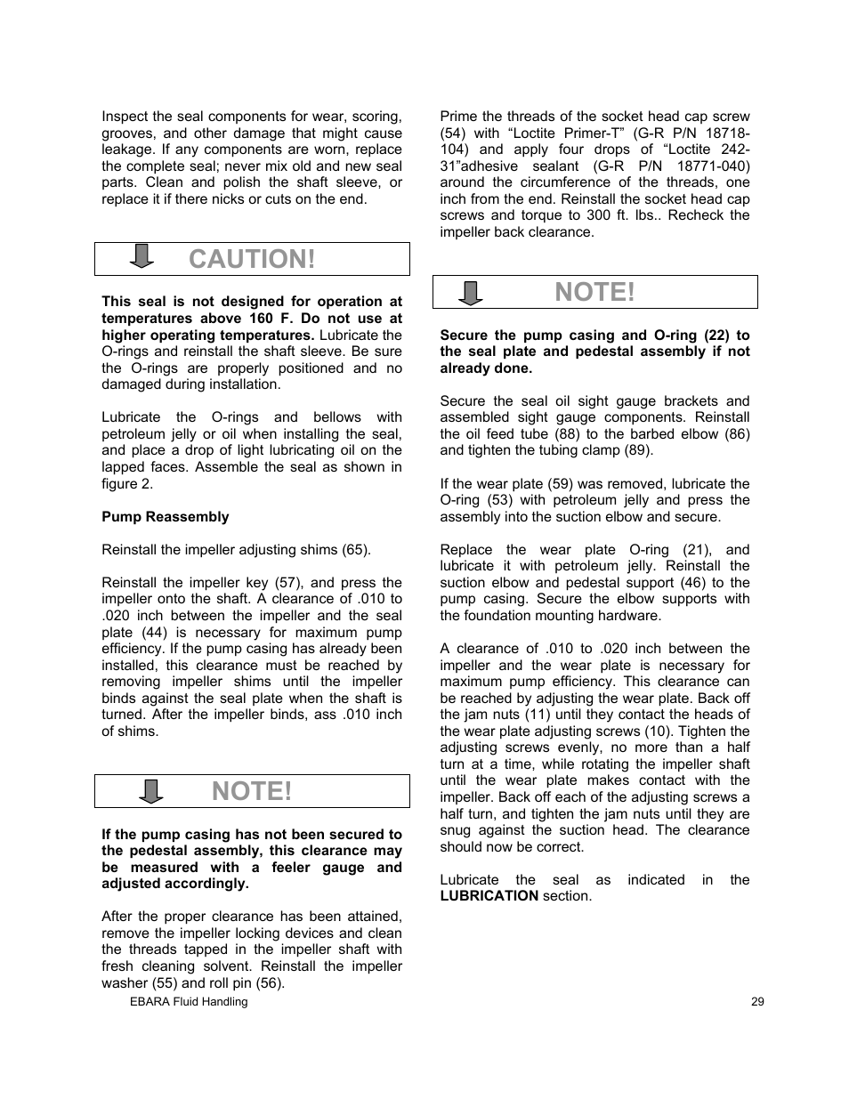 Caution | EBARA EFQT12 User Manual | Page 30 / 32