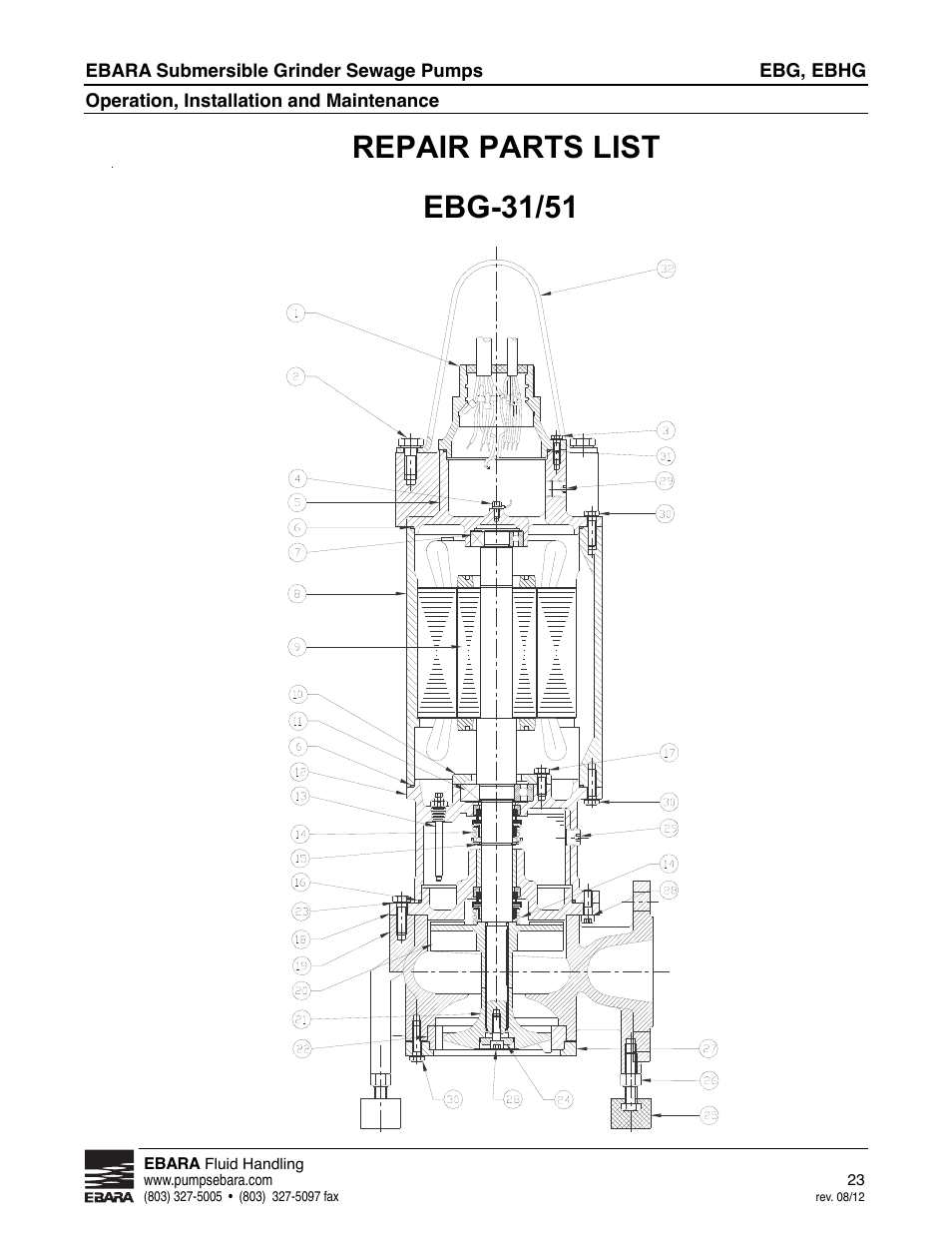 Repair parts list, G-31/51 | EBARA EBHG User Manual | Page 23 / 32
