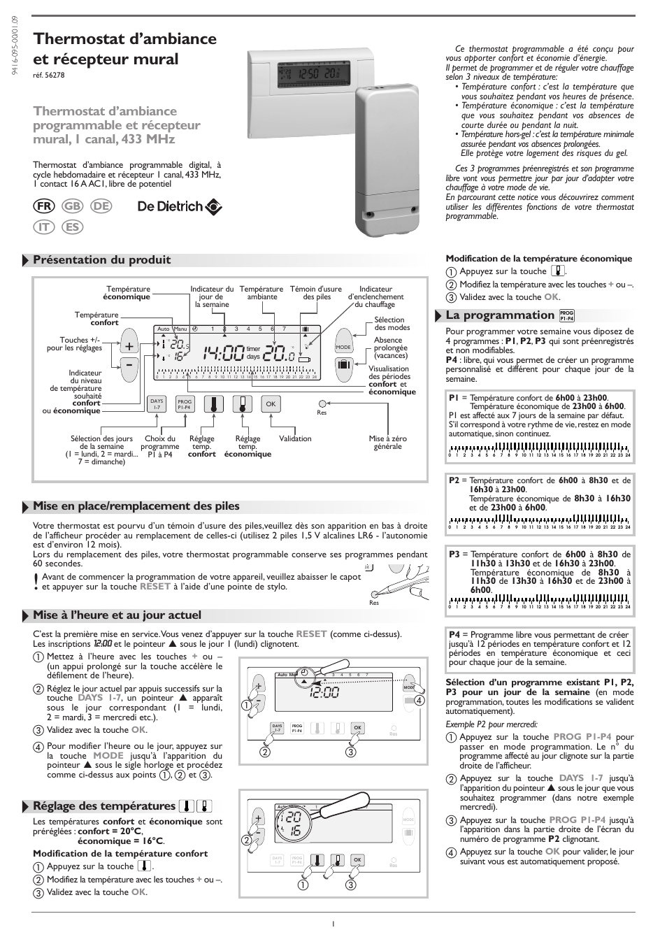 DE DIETRICH AD248 thermostat User Manual | 20 pages