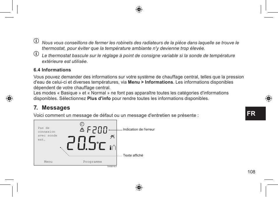 Messages | DE DIETRICH Thermostat modulant d’ambiance User Manual | Page 108 / 168