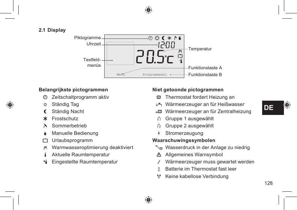 DE DIETRICH Thermostat modulant d’ambiance User Manual | Page 128 / 168