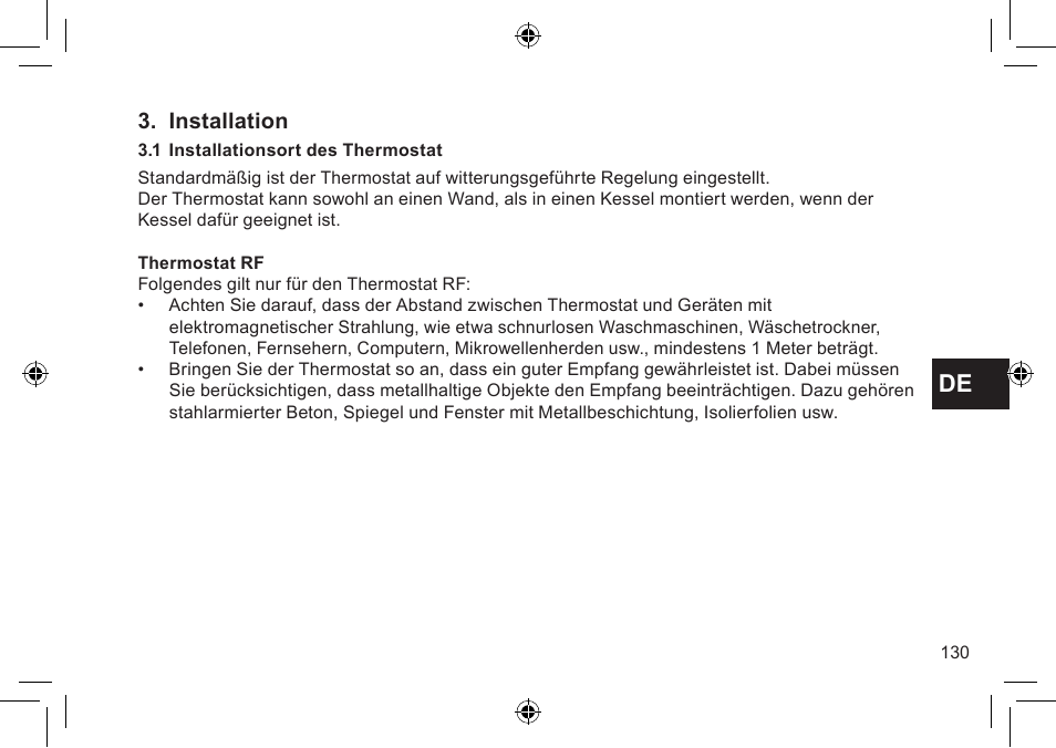 DE DIETRICH Thermostat modulant d’ambiance User Manual | Page 130 / 168