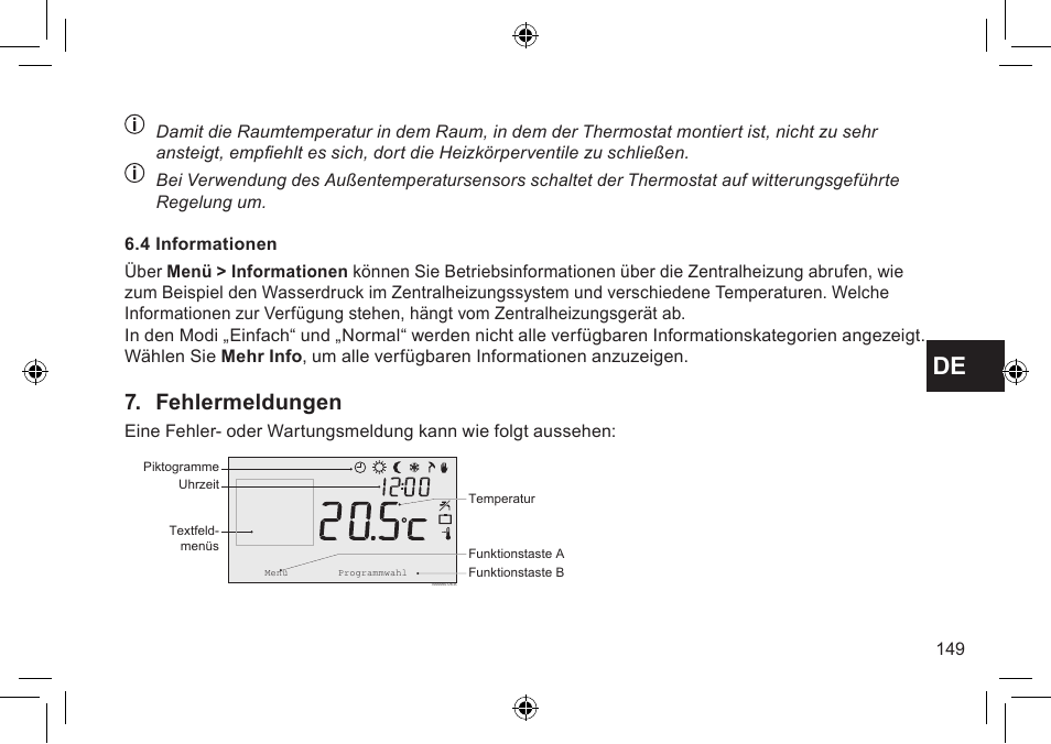 Fehlermeldungen | DE DIETRICH Thermostat modulant d’ambiance User Manual | Page 149 / 168