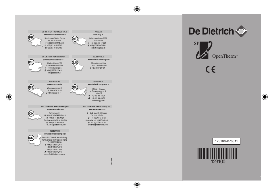 DE DIETRICH Thermostat modulant d’ambiance User Manual | Page 168 / 168