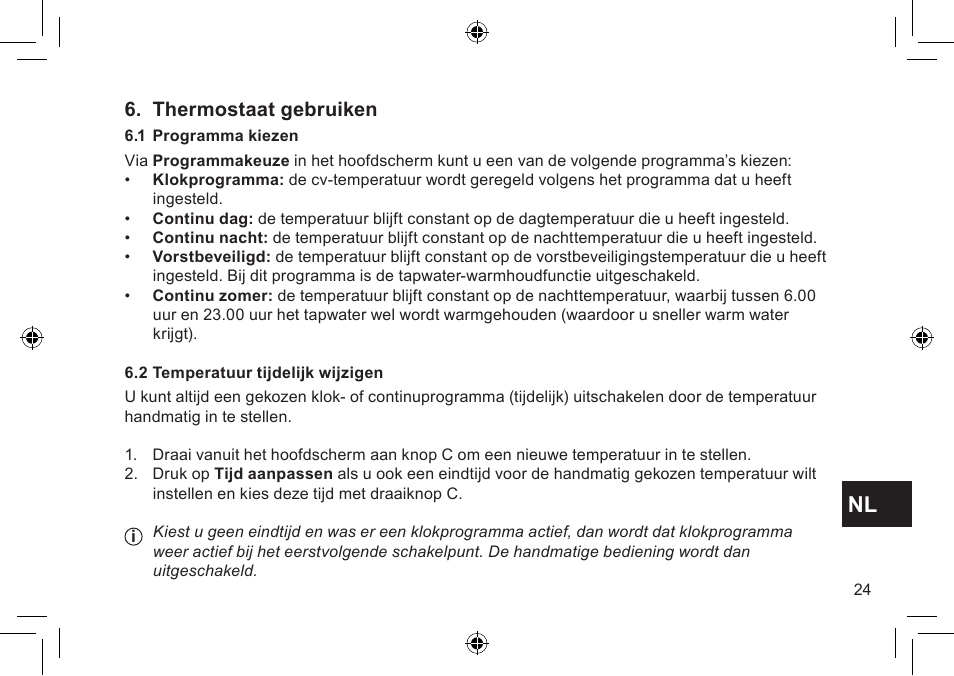 Thermostaat gebruiken | DE DIETRICH Thermostat modulant d’ambiance User Manual | Page 24 / 168