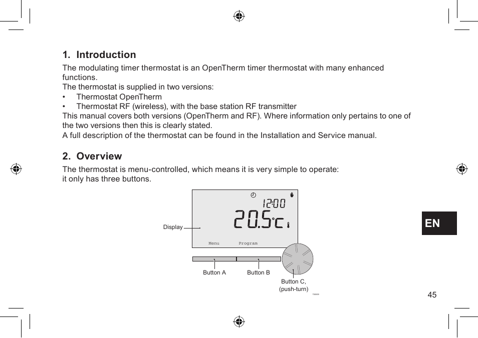 Introduction, Overview | DE DIETRICH Thermostat modulant d’ambiance User Manual | Page 45 / 168