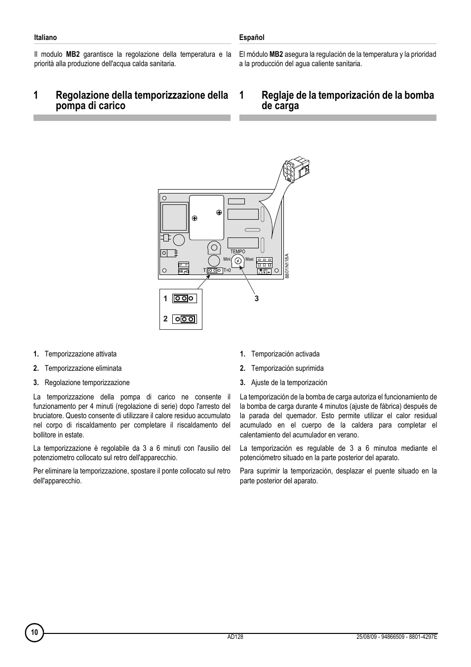 1reglaje de la temporización de la bomba de carga | DE DIETRICH МВ 2 User Manual | Page 10 / 24