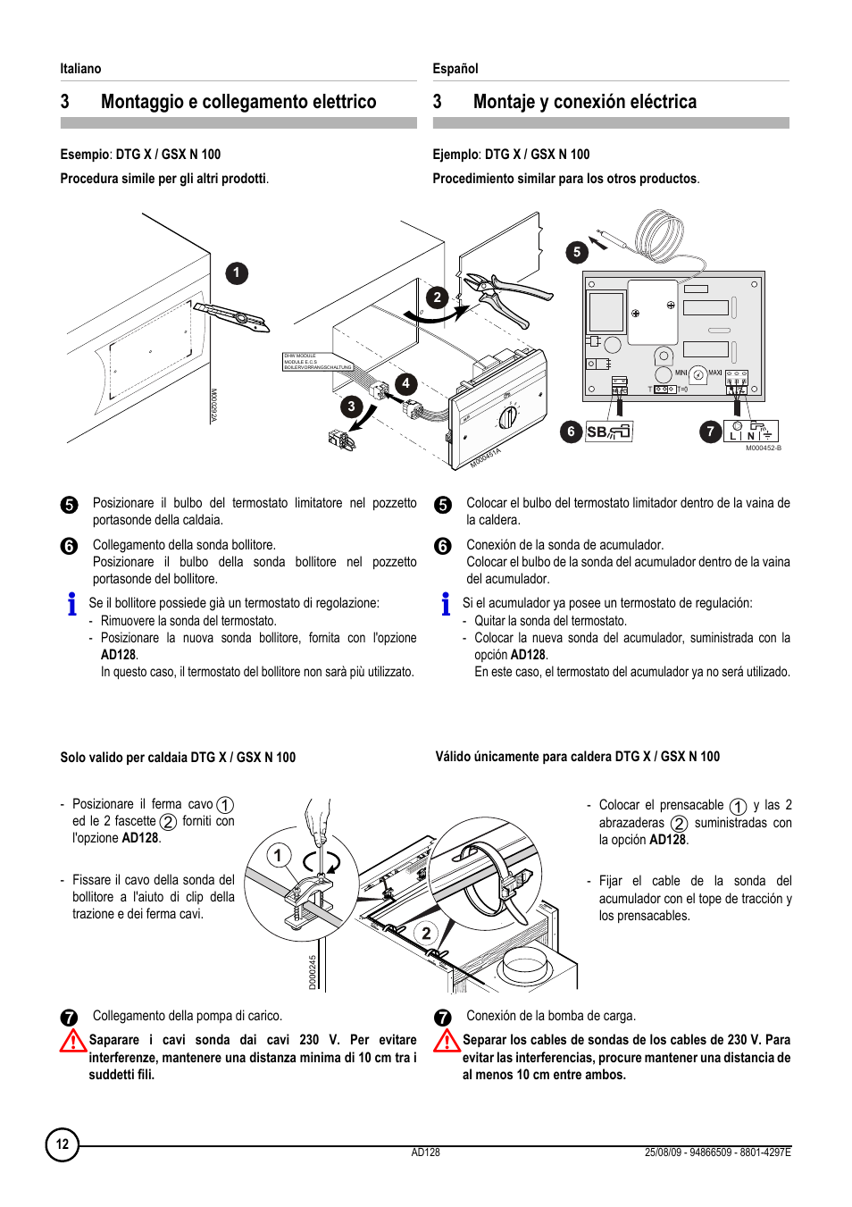 3montaggio e collegamento elettrico, 3montaje y conexión eléctrica | DE DIETRICH МВ 2 User Manual | Page 12 / 24
