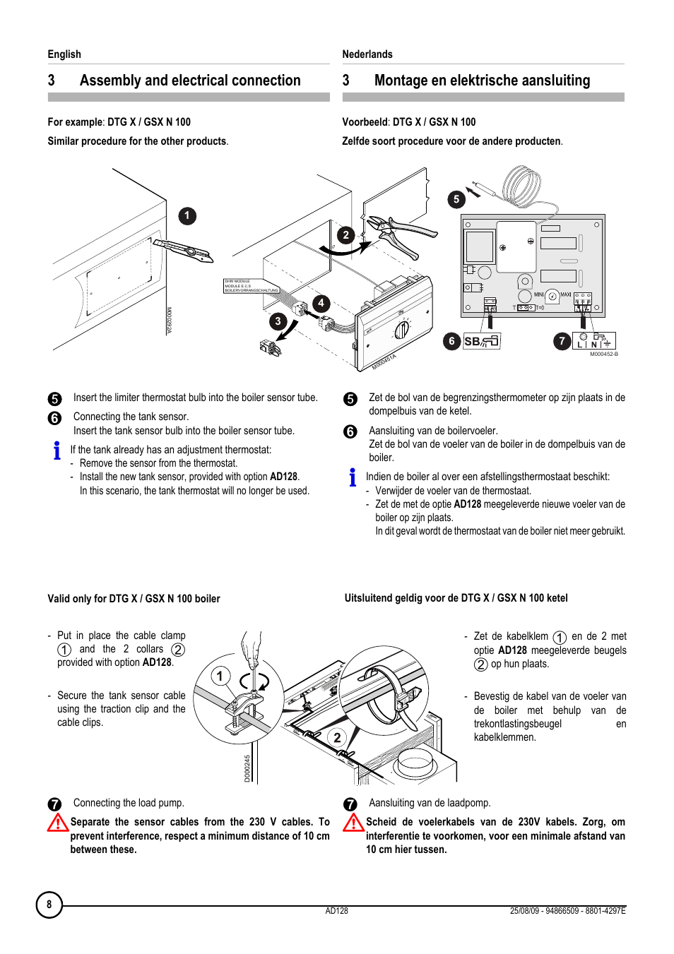 3assembly and electrical connection, 3montage en elektrische aansluiting | DE DIETRICH МВ 2 User Manual | Page 8 / 24
