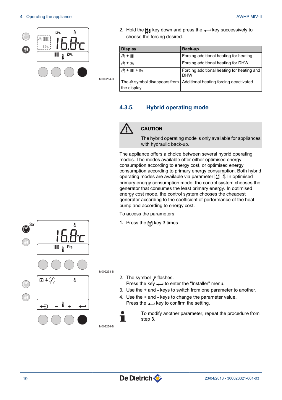 Hybrid operating mode | DE DIETRICH ALEZIO AWHP MIV-II User Manual | Page 20 / 32