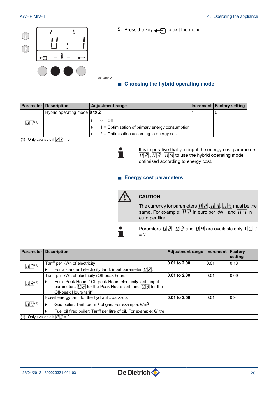 DE DIETRICH ALEZIO AWHP MIV-II User Manual | Page 21 / 32