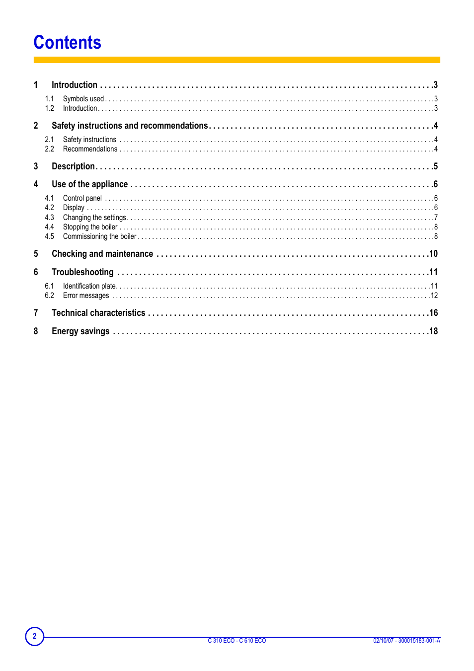 DE DIETRICH C 310 ECO - C 610 ECO User Manual | Page 2 / 20