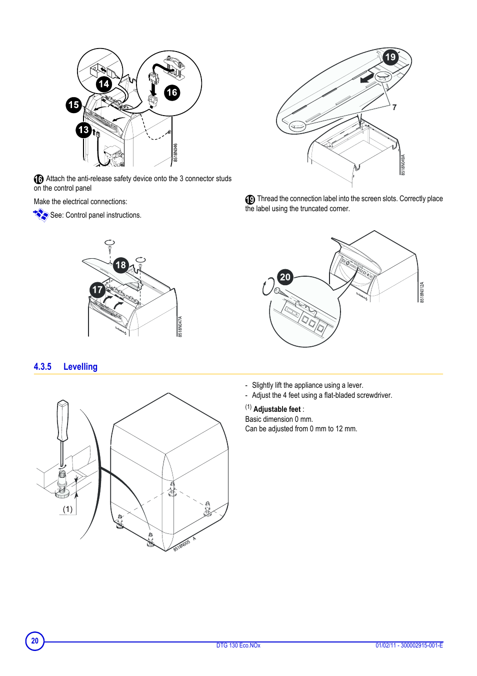 5 levelling | DE DIETRICH ELITEC DTG 130 Eco.Nox User Manual | Page 20 / 40
