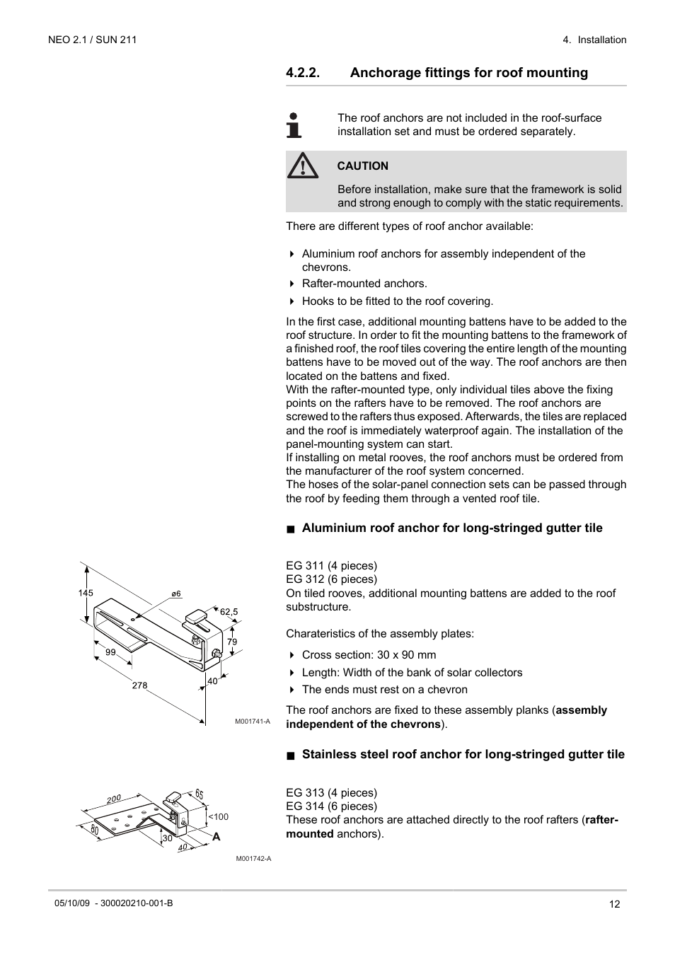 Anchorage fittings for roof mounting | DE DIETRICH NEO 2.1 User Manual | Page 13 / 44