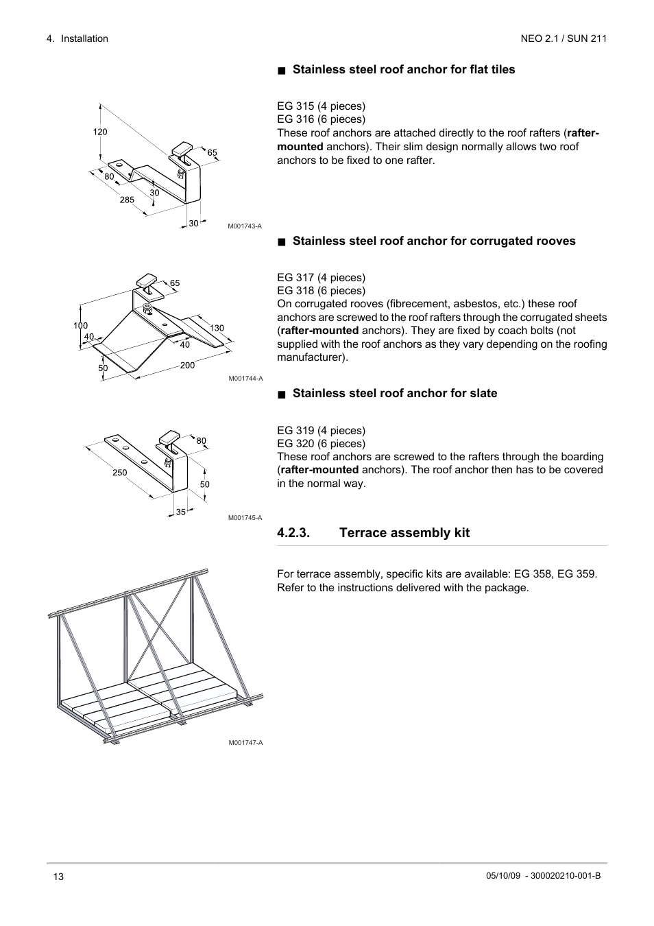 Terrace assembly kit | DE DIETRICH NEO 2.1 User Manual | Page 14 / 44