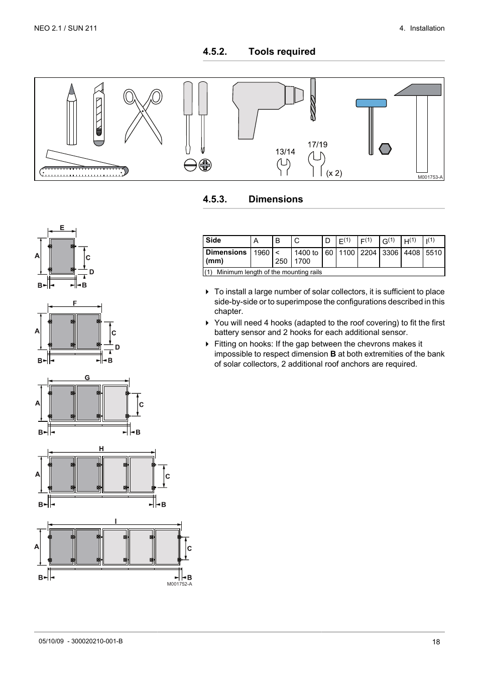 Tools required, Dimensions, Tools required 4.5.3. dimensions | DE DIETRICH NEO 2.1 User Manual | Page 19 / 44