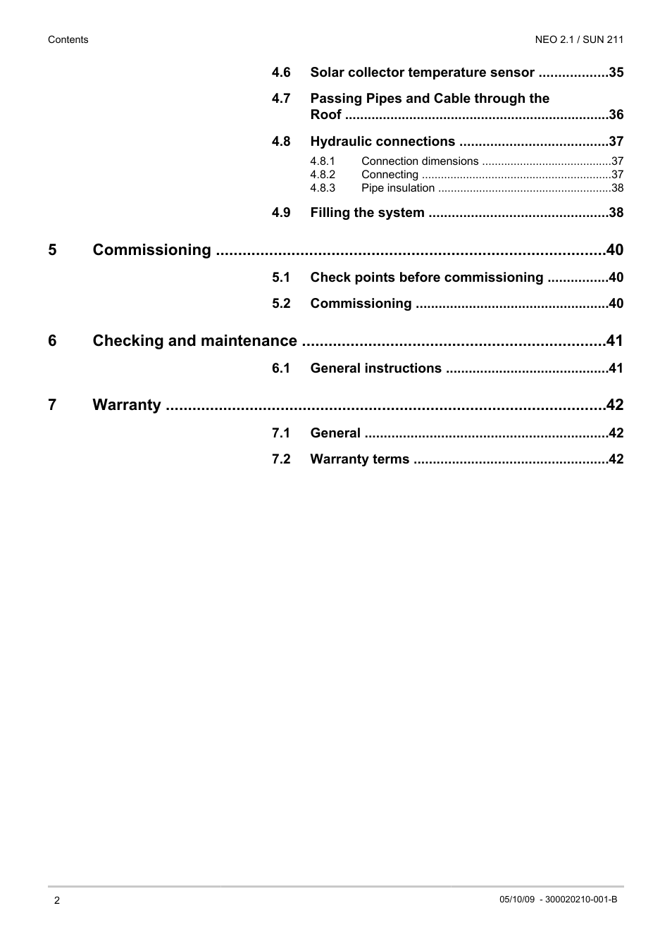 5commissioning, 6checking and maintenance, 7warranty | DE DIETRICH NEO 2.1 User Manual | Page 3 / 44