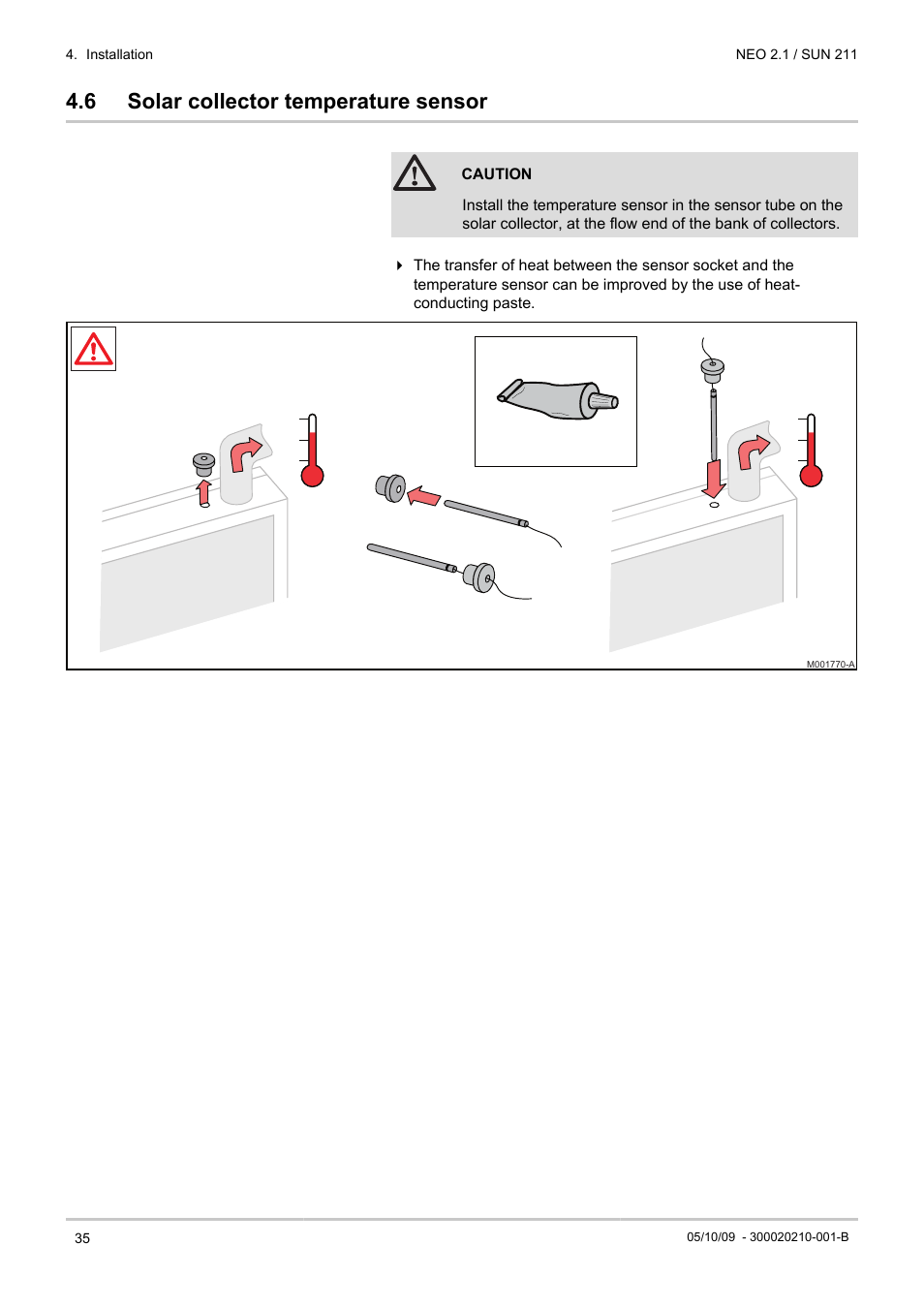 Solar collector temperature sensor, 6 solar collector temperature sensor | DE DIETRICH NEO 2.1 User Manual | Page 36 / 44