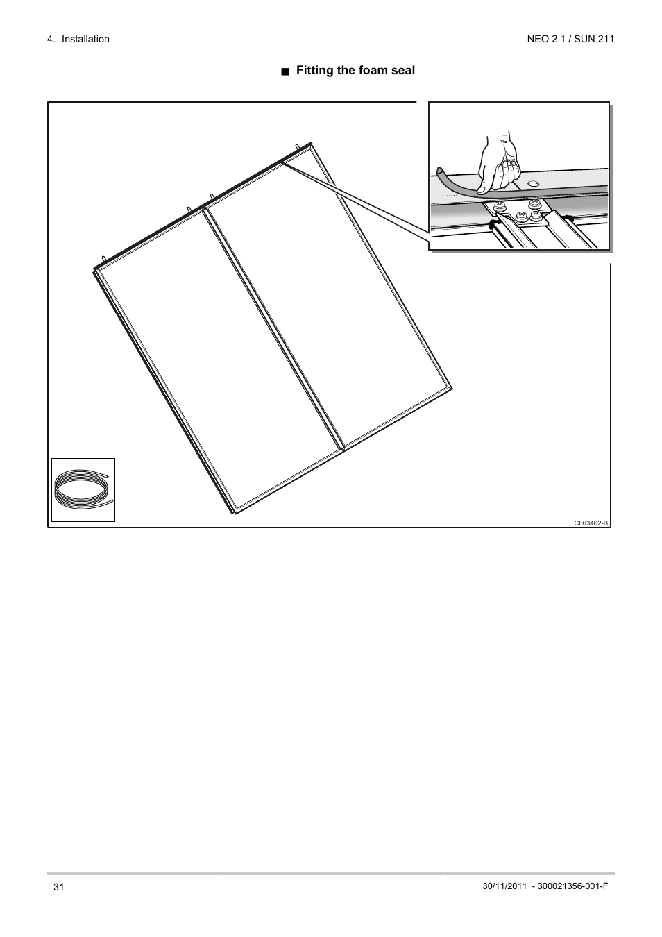 N fitting the foam seal | DE DIETRICH NEO 2.1 User Manual | Page 32 / 68