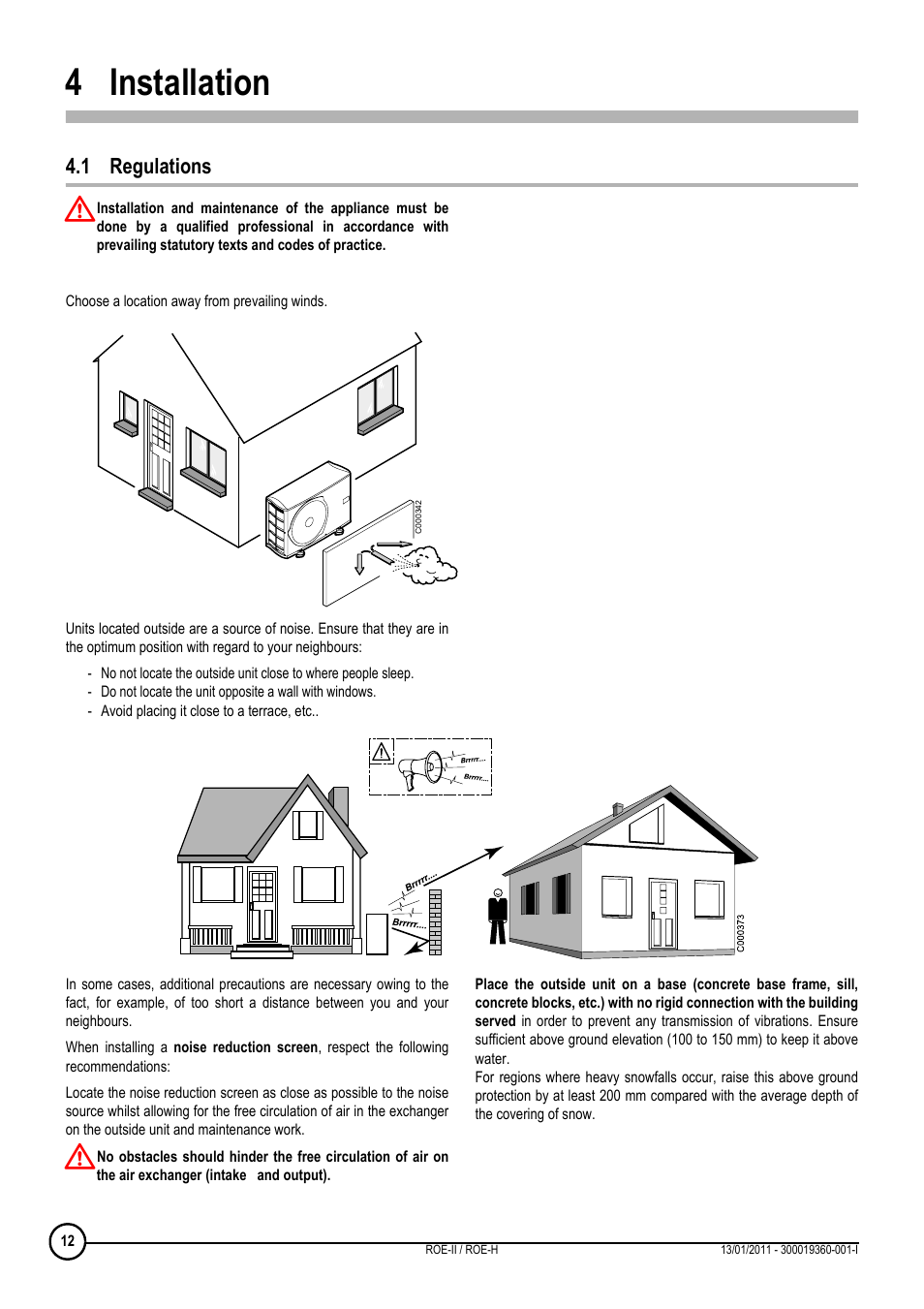 4 installation, 1 regulations, Installation | DE DIETRICH ROE-II _ ROE-H User Manual | Page 12 / 44