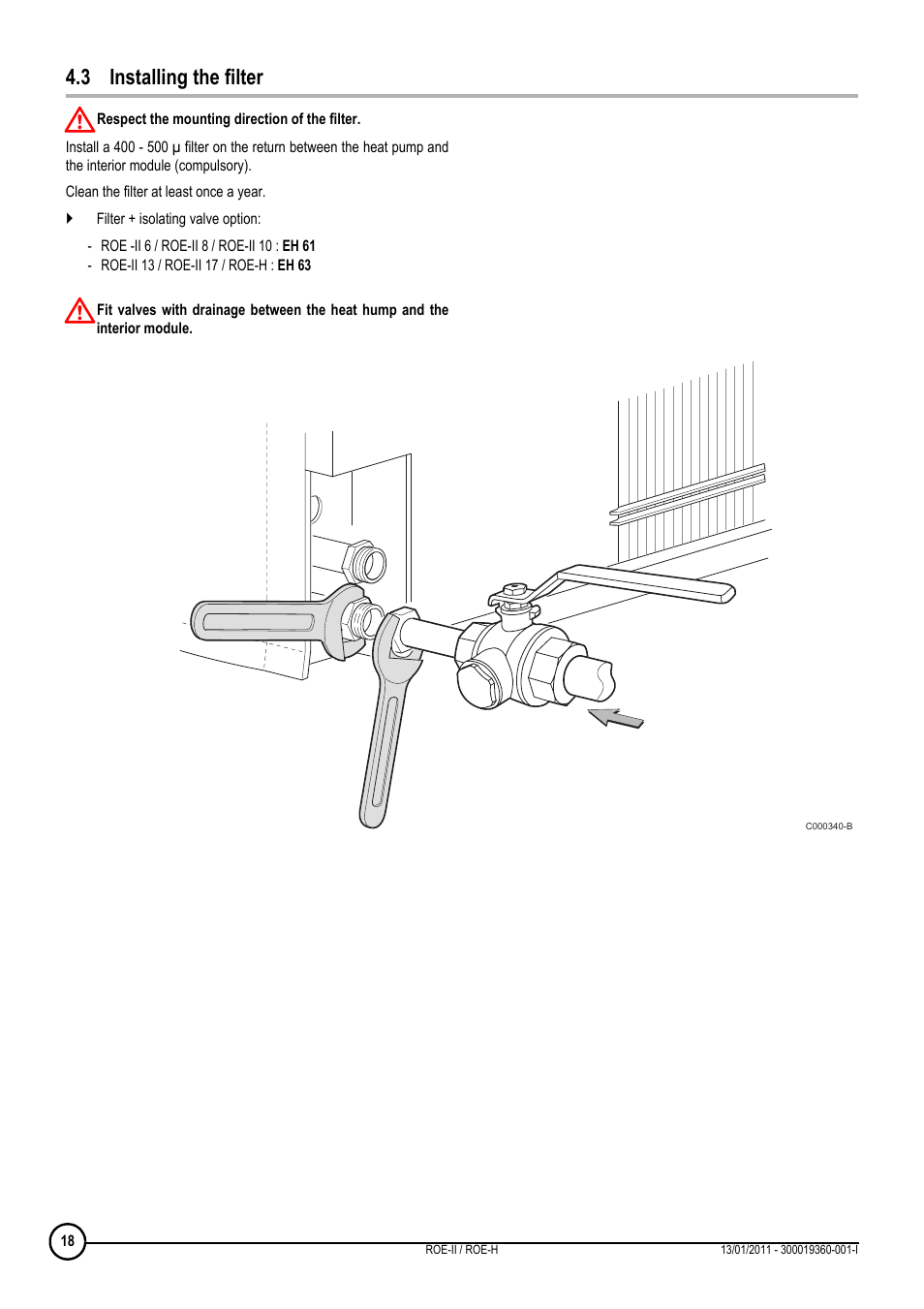 3 installing the filter | DE DIETRICH ROE-II _ ROE-H User Manual | Page 18 / 44