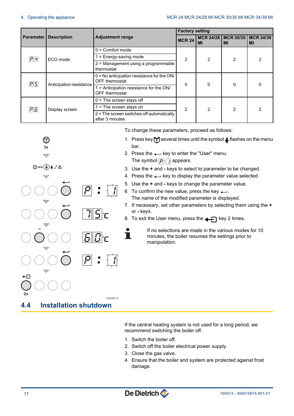 Installation shutdown, 4 installation shutdown | DE DIETRICH VIVADENS MCR 24, MCR .._.. MI User Manual | Page 18 / 36