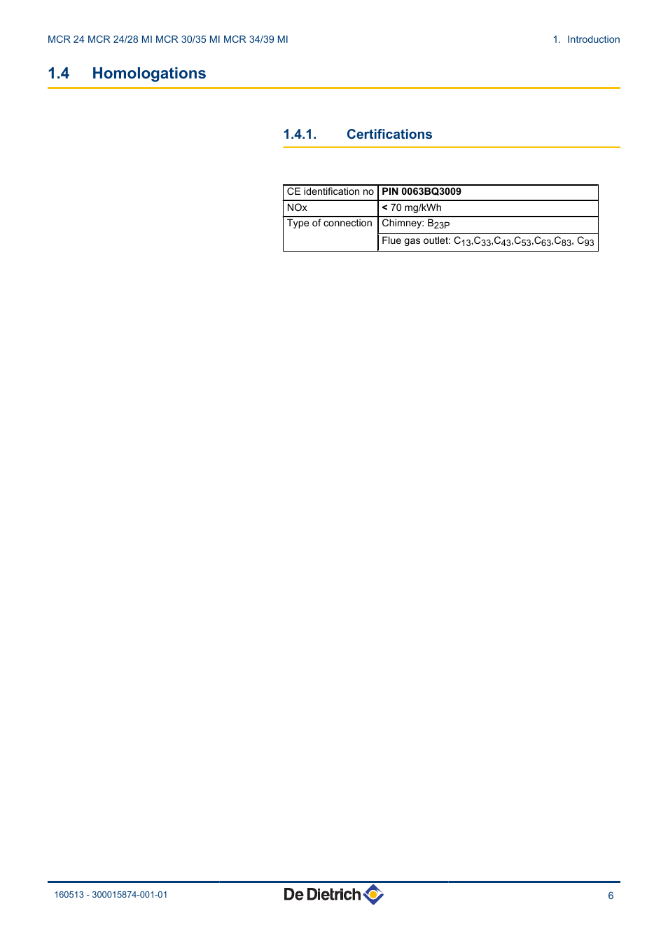 Homologations, Certifications, 4 homologations | DE DIETRICH VIVADENS MCR 24, MCR .._.. MI User Manual | Page 7 / 36